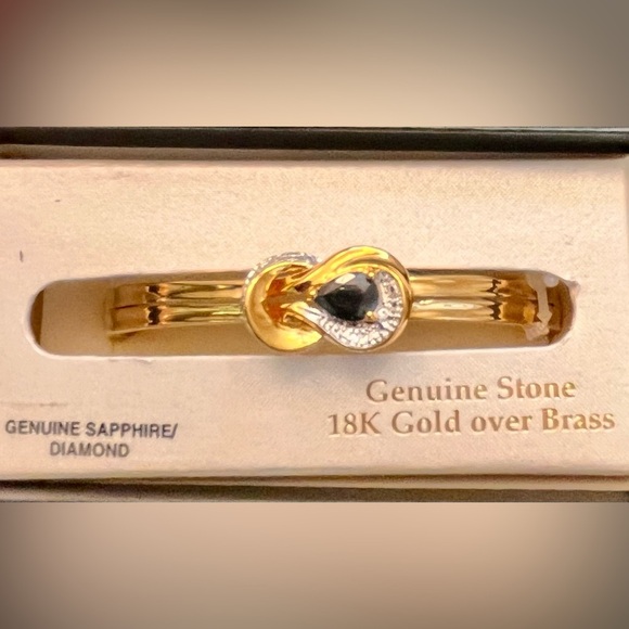 PAC Demure 18K Gold over Brass Sapphire and Diamond Infinity Bracelet New in Box - Picture 4 of 17